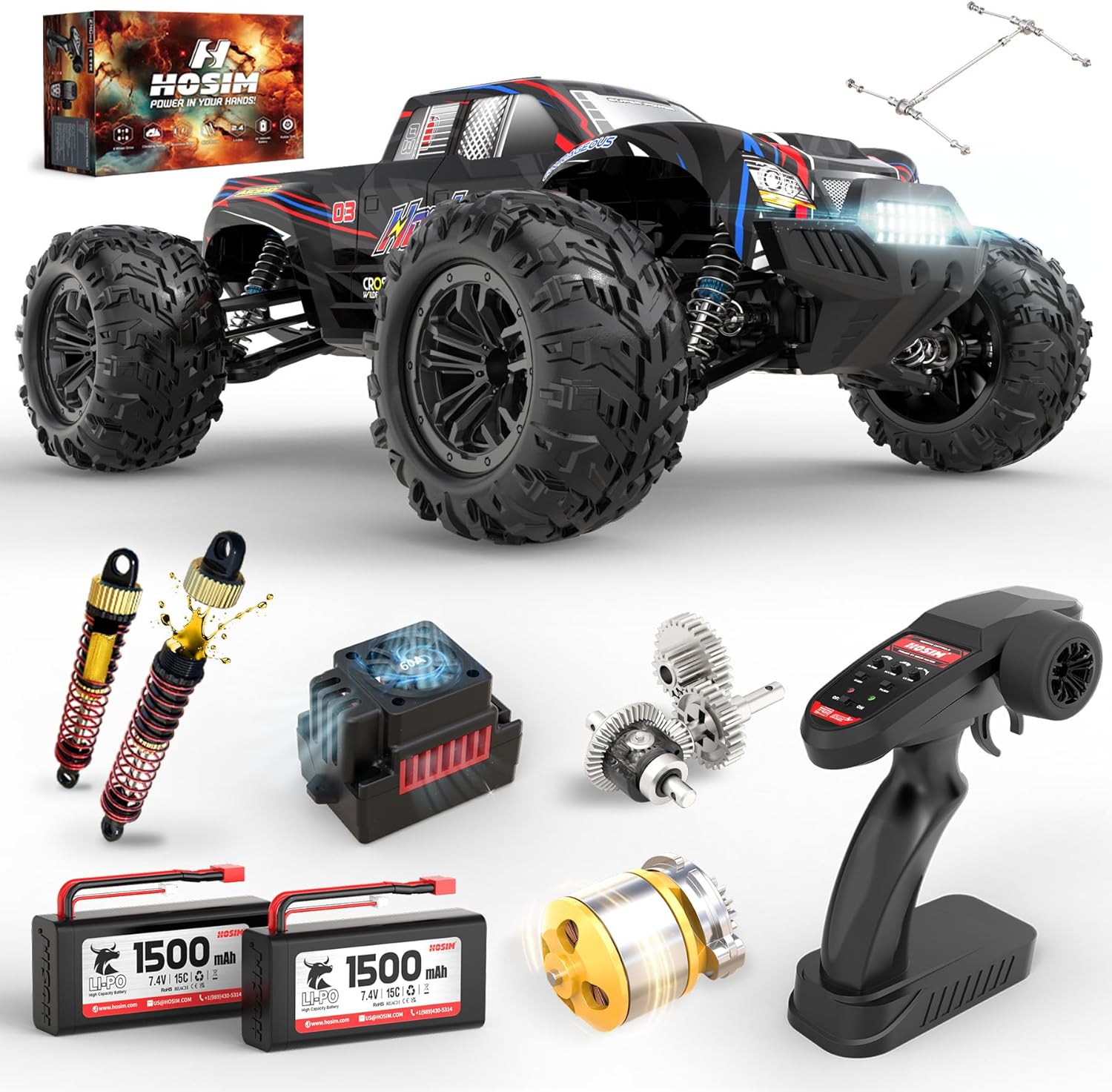 Rc Hobby Grade Monster Truck - 60+ km/u Borstelloze RC Monstertruck 4WD
